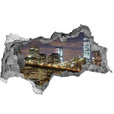 Hole in the wall decal View of the Brooklyn Bridge at night