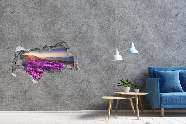 Hole wall sticker Floral landscape in the mountains