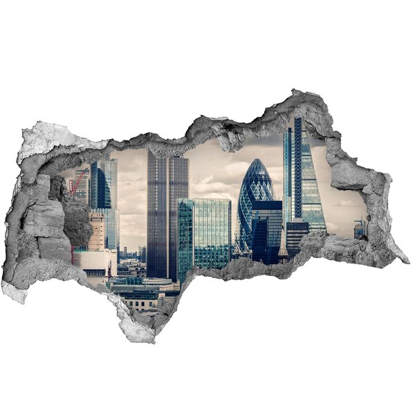 Hole in the wall decal View of the modern city