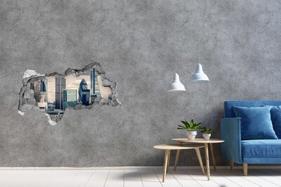 Hole in the wall decal View of the modern city