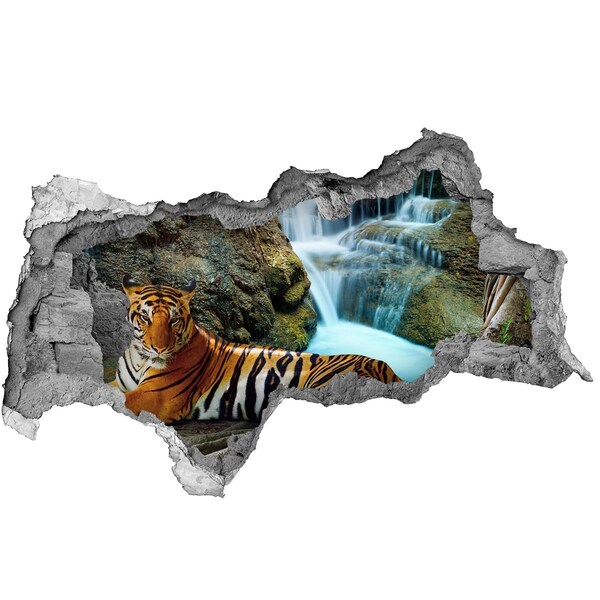 Hole wall sticker Tiger in the wild jungle