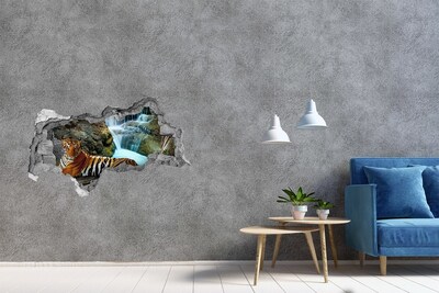 Hole wall sticker Tiger in the wild jungle