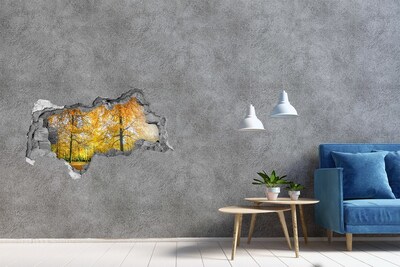 Hole wall sticker Golden autumn in the forest