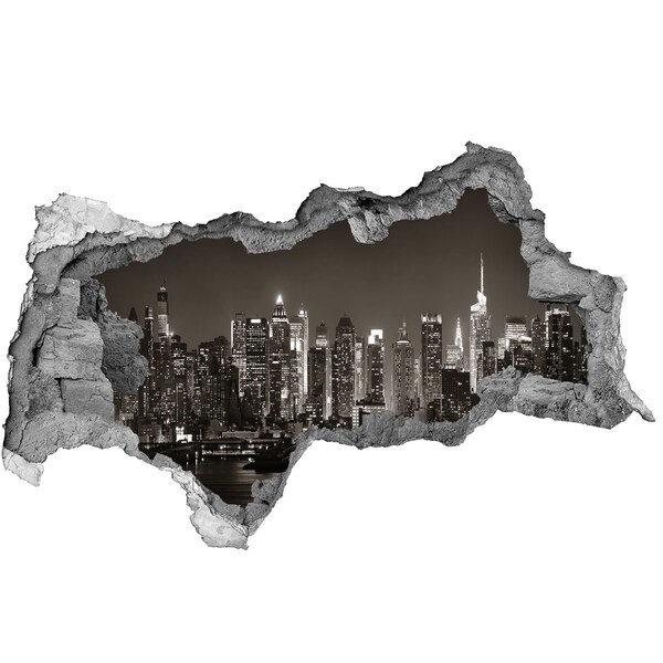 Hole in the wall sticker New York skyline at night