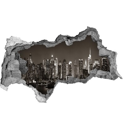 Hole in the wall sticker New York skyline at night
