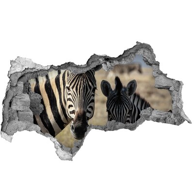 Hole in the wall sticker Zebras in their natural habitat