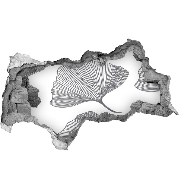 Hole wall sticker Leaves in concrete