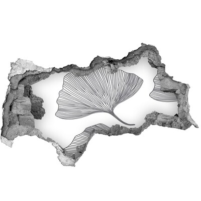 Hole wall sticker Leaves in concrete