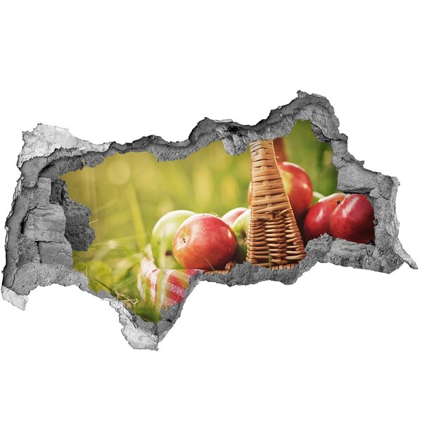 Hole wall sticker A basket of apples in nature
