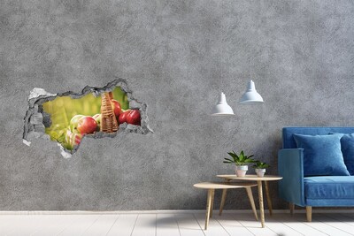 Hole wall sticker A basket of apples in nature