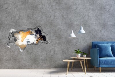 Hole wall sticker Portrait in Golden Shades