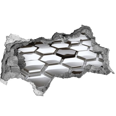 Hole in the wall decal Modern hexagons in concrete