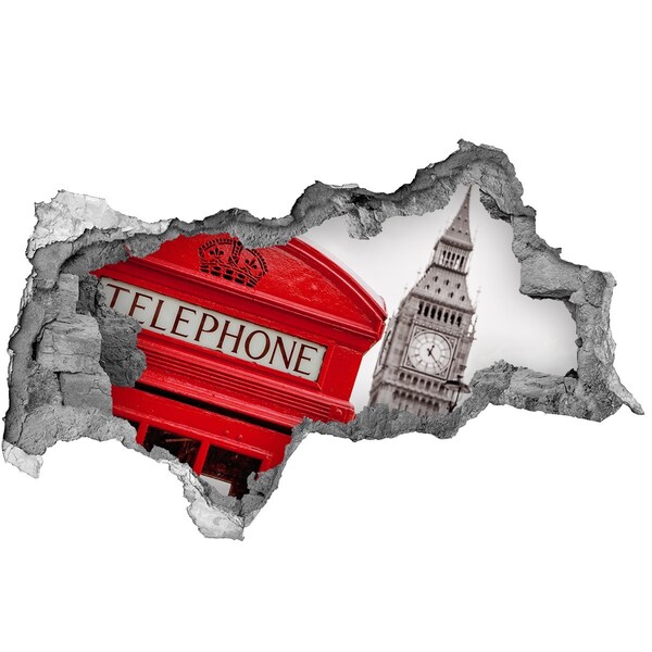 Hole in the wall sticker London scenery with a telephone booth