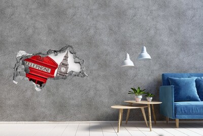 Hole in the wall sticker London scenery with a telephone booth