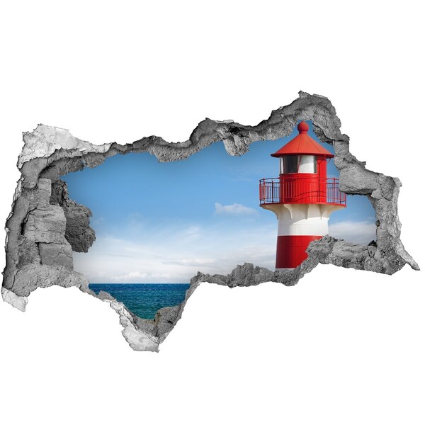 Hole wall sticker A lighthouse on the seashore