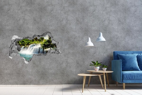 Hole in the wall sticker A waterfall among the greenery