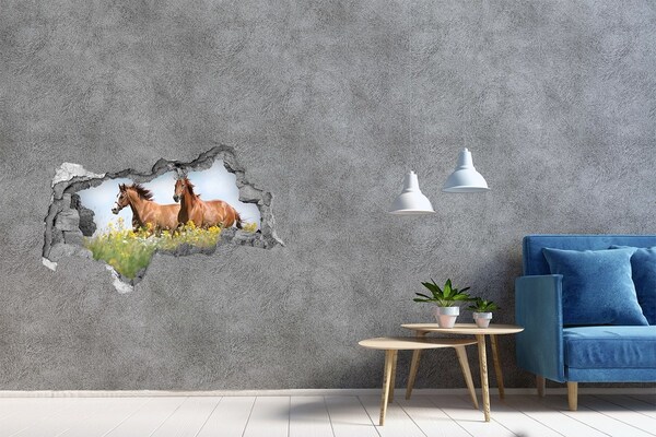 Hole wall sticker Horses in the meadow