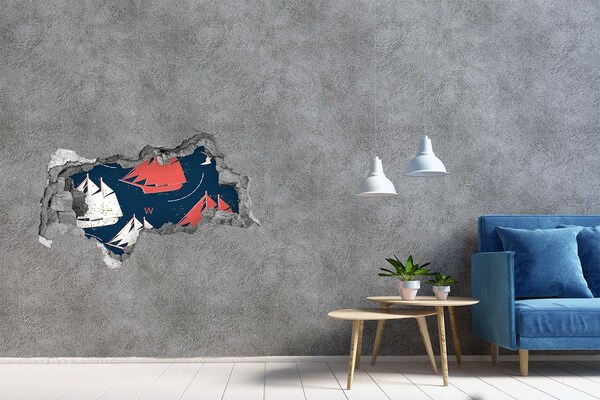 Hole in the wall sticker Ships at sea
