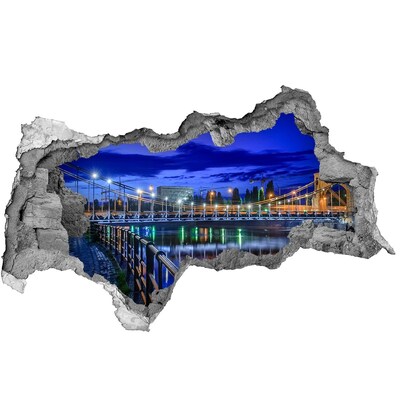 Hole in the wall sticker Night view of the bridge and river