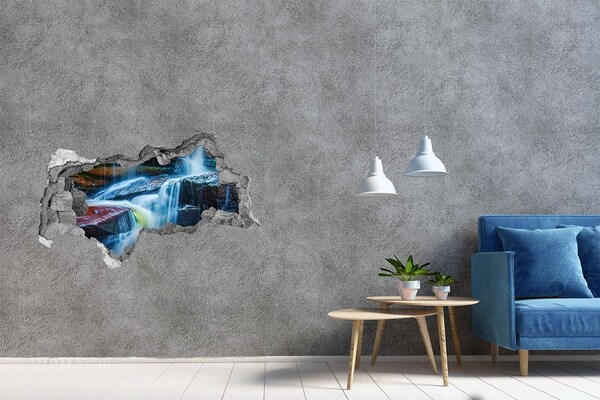 Hole wall sticker Waterfall among the rocks