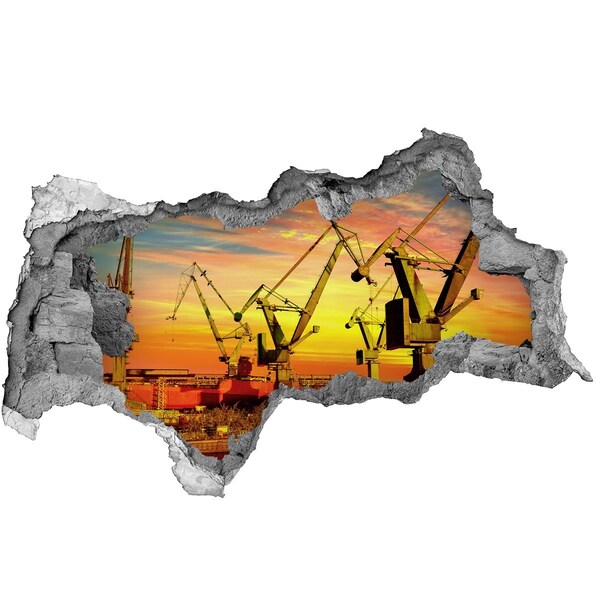 Hole in the wall sticker Sunset over the port