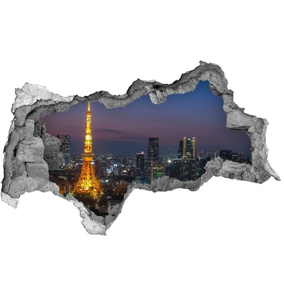 Hole wall sticker View of Tokyo at night