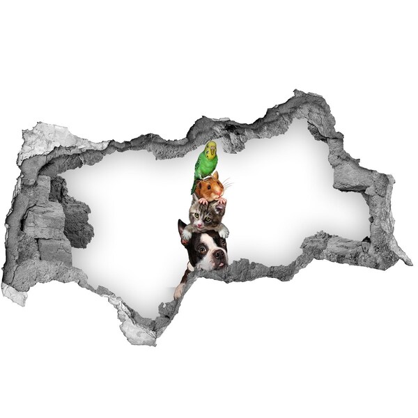 Hole wall sticker Animal Friendship Tower