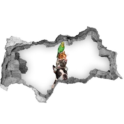 Hole wall sticker Animal Friendship Tower