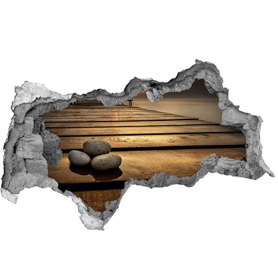 Hole wall sticker Sunset over the pier