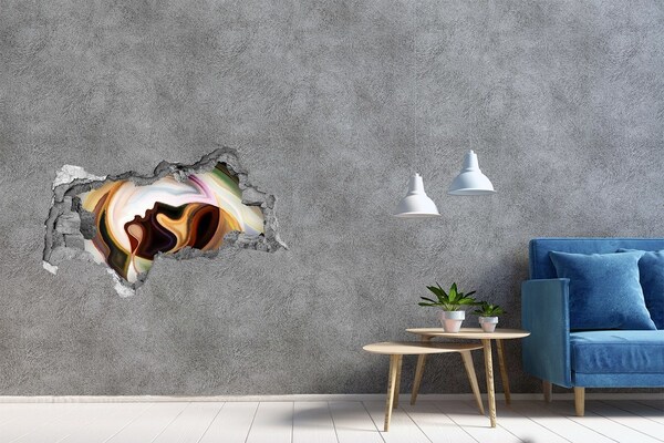 Hole wall sticker A face in earthy colors