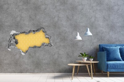 Hole in the wall decal Golden geometry against a concrete background