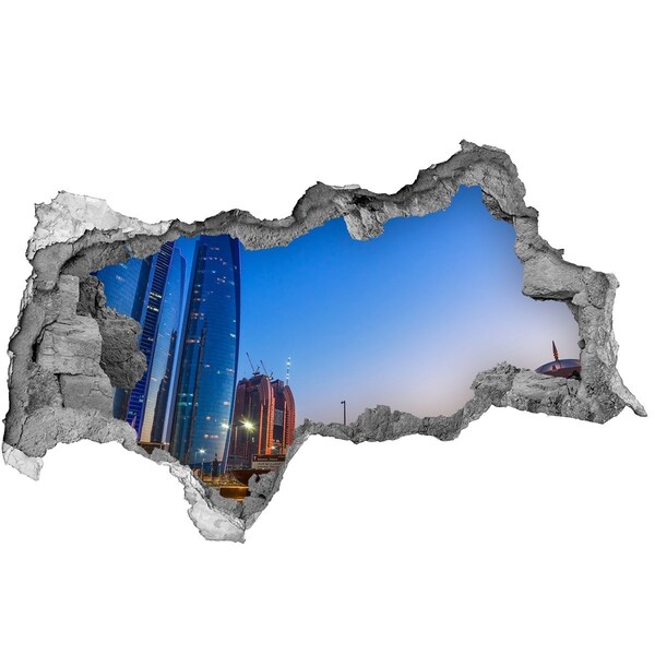 Hole in the wall decal Modern city at sunset