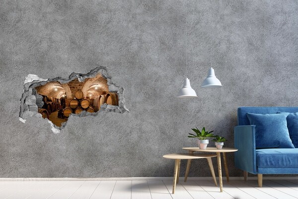 Hole wall sticker Interior of a winery with barrels