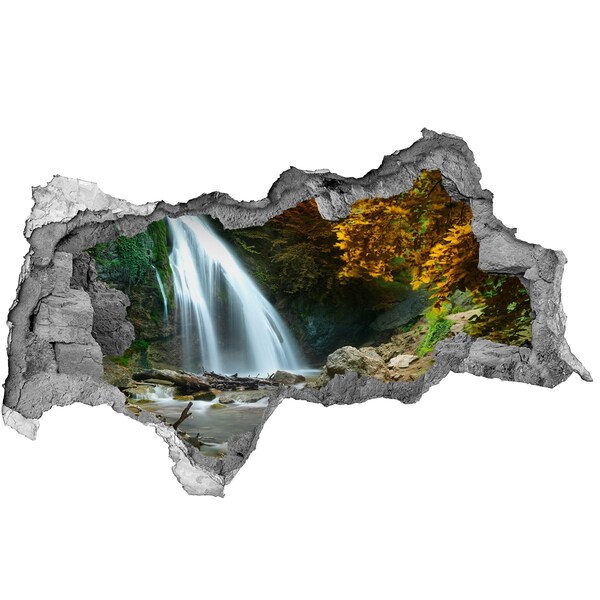 Hole in the wall decal Waterfall in the autumn forest