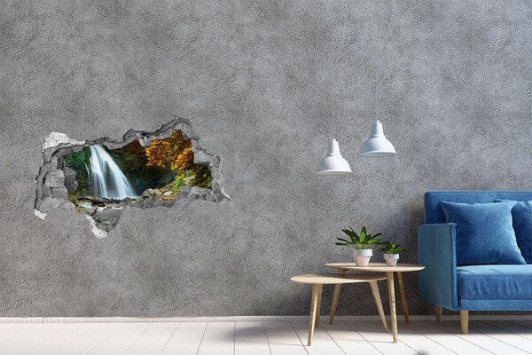 Hole in the wall decal Waterfall in the autumn forest