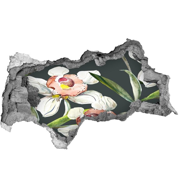 Hole in the wall sticker Flowers in concrete