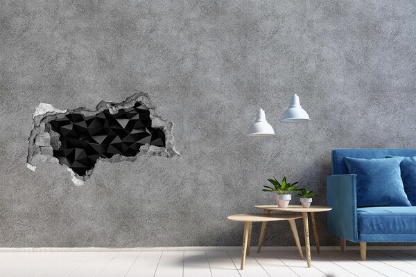 Hole in the wall sticker Black, three-dimensional slit