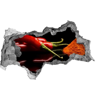 Hole wall sticker Chili peppers on a black background