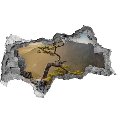 Hole in the wall sticker Mountain landscape with a tree