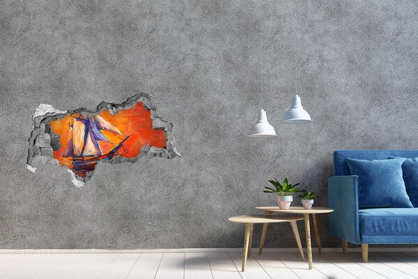 Hole in the wall decal Sunset at sea
