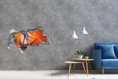 Hole in the wall decal Sunset at sea