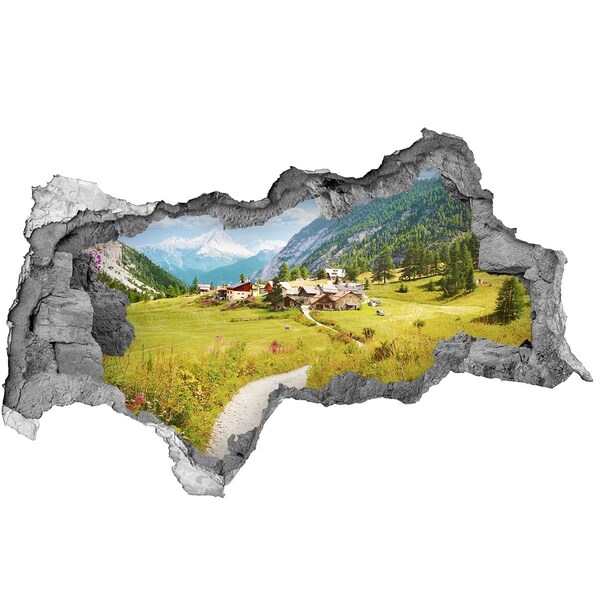 Hole in the wall decal An Alpine village among the mountains