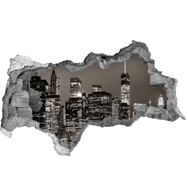 Hole in the wall sticker New York skyline at night