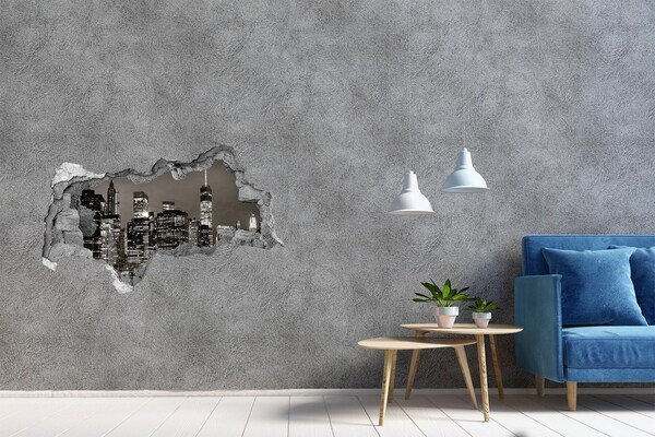 Hole in the wall sticker New York skyline at night
