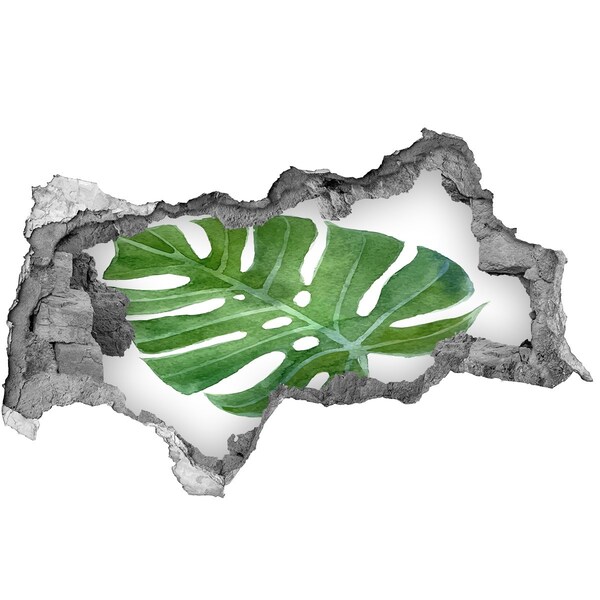 Hole wall sticker Green monstera in concrete