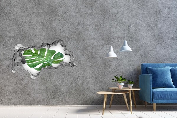 Hole wall sticker Green monstera in concrete