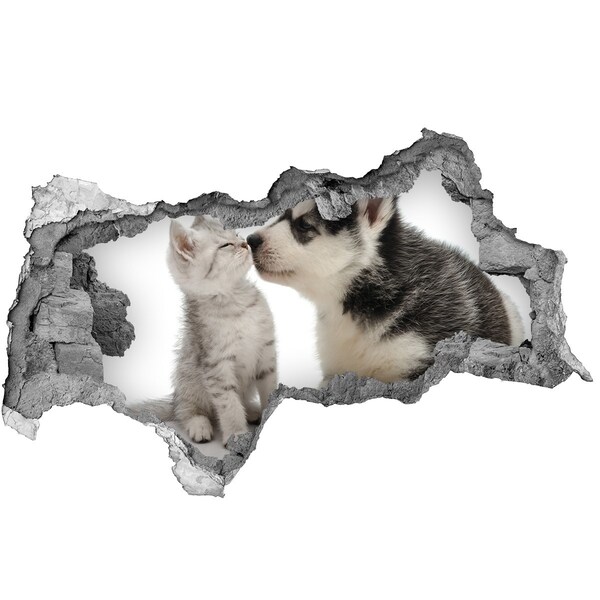 Hole wall sticker Animal friendship