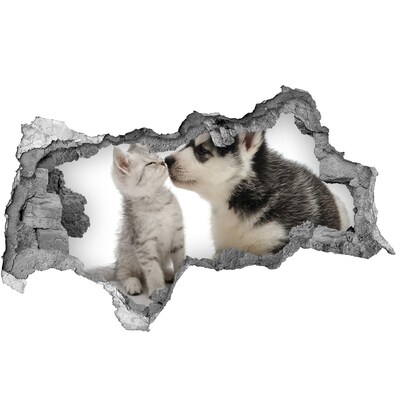 Hole wall sticker Animal friendship