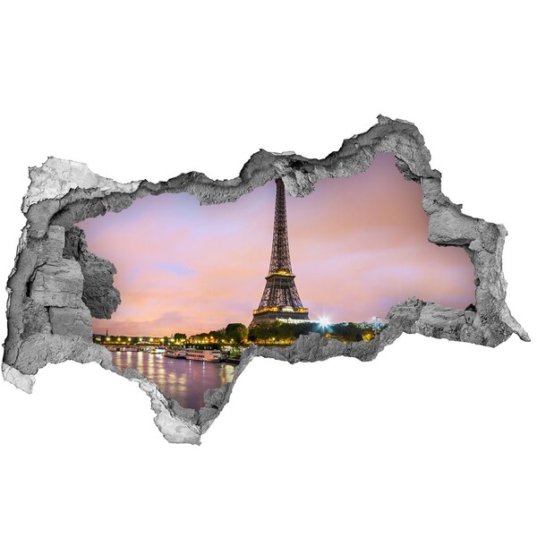 Hole in the wall sticker The Eiffel Tower at dusk