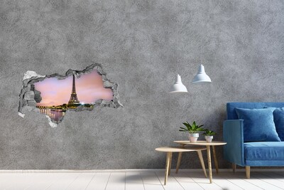 Hole in the wall sticker The Eiffel Tower at dusk
